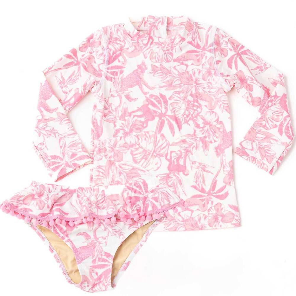 NEW SHADE CRITTERS girl's paradise rashguard set in light pink